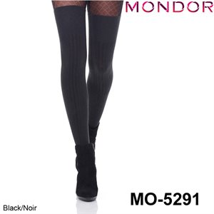 Mondor Black Over-the-knee Ribbed Socks 05291