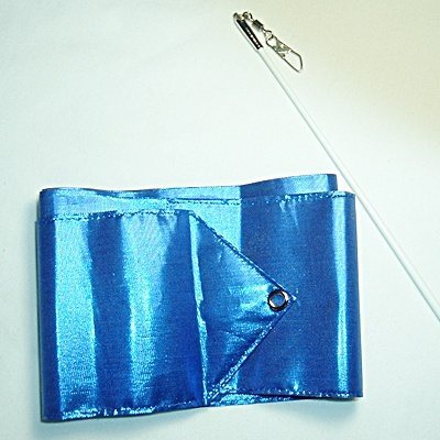 Romsports Blue Metallic Performance Ribbon (3.6 m x 9 cm) & Stick (50 cm) Set R-459