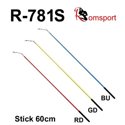 Romsports Bâton de Couleur Unique avec Poignée Noire (60 cm) R-781S